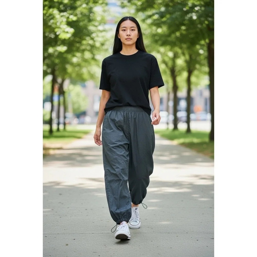 Athleta Black Nylon Parachute Cargo Jogger‎ Pants Women's Small Petite